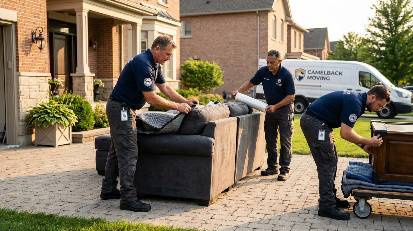Large estate moving crew wrapping furniture in Jefferson, MD